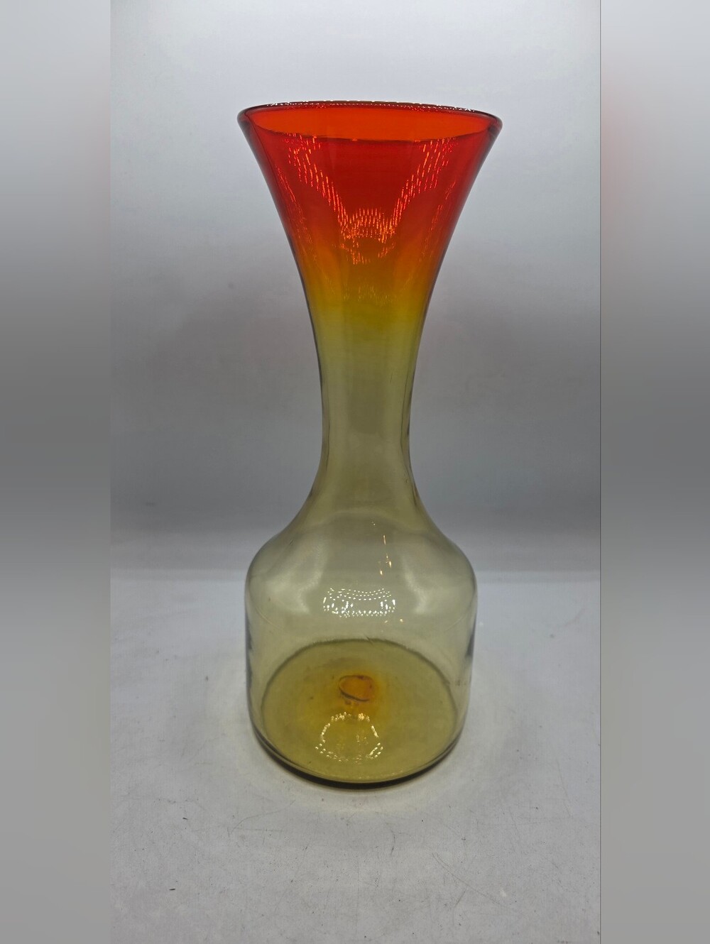 Blenko Glass Vase Hand-Blown Beautiful 2 Tone Color.